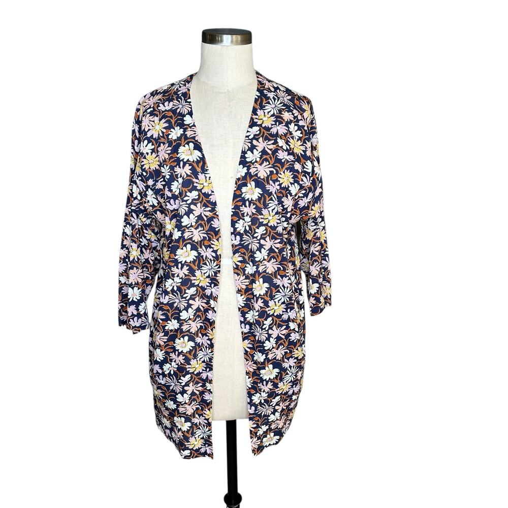 MADEWELL Blue Daisies Poolhouse Floral Duster Kimono Jacket Women's Size Small‎